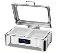 Scaldavivande elettrico da 9 l, grande capacità, in acciaio inox, con pannello di controllo della temperatura per mantenere i piatti caldi, set scaldavivande con griglia da 1/2/3