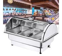 Scaldavivande elettrico in acciaio inox con coperchio per un calore alimentare di lunga durata, ideale per feste a buffet, capacità 9L e 13L