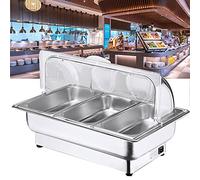 Scaldavivande elettrico in acciaio inox con coperchio per un calore alimentare di lunga durata, ideale per feste a buffet, capacità 9L e 13L