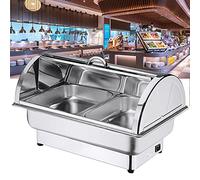 Scaldavivande elettrico in acciaio inox con coperchio per un calore alimentare di lunga durata, ideale per feste a buffet, capacità 9L e 13L