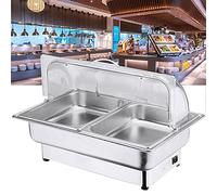 Scaldavivande elettrico in acciaio inox con coperchio per un calore alimentare di lunga durata, ideale per feste a buffet, capacità 9L e 13L