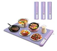 Scaldavivande elettrico in silicone, riscaldamento rapido, controllo preciso della temperatura a 6 livelli, arrotolabile e portatile, facile da pulire, ideale per feste, riunioni (colore viola, grande