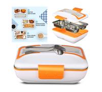 TrAdE shop Traesio - Scaldavivande Elettrico Lunchbox Contenitore Porta Cibo 3 Scomparti +posate 40w