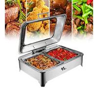 Scaldavivande Elettrico Professionale, Contenitore Scalda Cibo, Chafer Buffet Scalda Vivande Server in Acciaio Inox per Feste Buffet Colazione Ristorante, Mantiene Caldo il Cibo(Color:1/2 PAN,Size:9L)