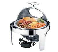Scaldavivande elettrico Riscaldatore a buffet in acciaio inox con finestra di visualizzazione, vassoio rimovibile, server buffet riscaldamento rapido, ciotola per strofinare per mantenere il cibo