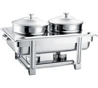 Scaldavivande in acciaio inox, 9,0 l, doppia stazione per zuppe self-service, per feste e caffetterie, attrezzatura rettangolare durevole