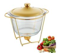 Scaldavivande in acciaio inox con vassoio e teglia in vetro per feste, eventi e celebrazioni