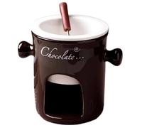 Scaldavivande in ceramica per cioccolato, con forchetta, portacandele, tazza per sciogliere il cioccolato, stoviglie creative per la casa (nero, 400 ml)