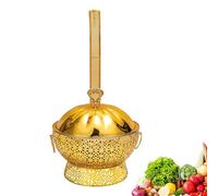 Scaldavivande in oro, scaldavivande rotondo in acciaio inossidabile, vassoio in metallo for Ramadan con coperchio e maniglia, decorazione Ramadan con coperchio staccabile e supporto for il servizio di