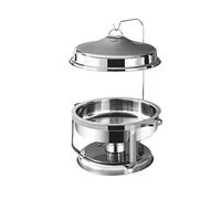 Scaldavivande per buffet con coperchio sospeso 8Qt/9L, scaldavivande rotondo per catering e buffet con coperchio in acciaio inossidabile, per buffet, scaldavivande,Silver-9L