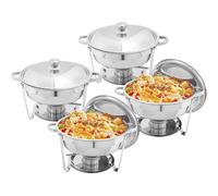 Scaldavivande per buffet, Scaldavivande e contenitori per alimenti in acciaio inossidabile da 6 quarti Struttura di supporto robusta per feste, buffet, banchetti ed eventi,4 Pack