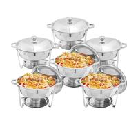 Scaldavivande per buffet, Scaldavivande e contenitori per alimenti in acciaio inossidabile da 6 quarti Struttura di supporto robusta per feste, buffet, banchetti ed eventi,6 Pack