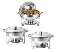 Scaldavivande per Buffet, Scaldavivande in Acciaio Inox con Coperchi, per Feste Buffet Catering Eventi Cene 3PCS