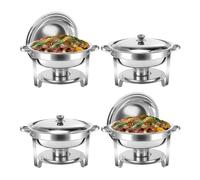 Scaldavivande per Buffet, Scaldavivande in Acciaio Inox con Coperchi, per Feste Buffet Catering Eventi Cene 4PCS