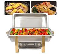 Scaldavivande per buffet Set da buffet per scaldavivande in acciaio inossidabile da 9,5 Qt con coperchi e vassoio porta carburante Cucina per feste natalizie