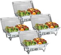 Scaldavivande pieghevole professionale in acciaio inox, 9 l, set da 2/4/6 pezzi, resistente scaldavivande per feste, eventi, matrimoni, interni ed esterni