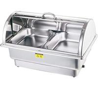 Scaldavivande, Set di Cialde in Acciaio Inox, Roll Top, Server Buffet E Vassoio Scaldavivande, Scaldavivande, Feste, Buffet, Mantiene Il Cibo Caldo in Eventi con Cat, Full Size with 1/2 Inserts