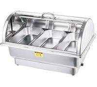 Scaldavivande, Set di Cialde in Acciaio Inox, Roll Top, Server Buffet E Vassoio Scaldavivande, Scaldavivande, Feste, Buffet, Mantiene Il Cibo Caldo in Eventi con Cat, Full Size with 1/3rd Inserts