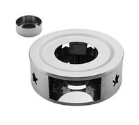 Scaldino da tè con supporto per tealight, base riscaldante per viaggi, casa, campeggio, fori a stella argentati