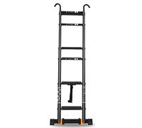 scale a pioli, Scala telescopica in alluminio estensibile multiuso con gancio staccabile, barra stabilizzatrice e ruote(Black,5.1m/16.5ft)