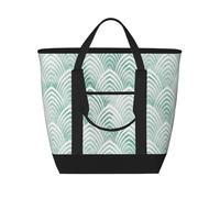 Scale Aqua Menta Bianco Geometria Marmo,Borsa porta pranzo grande capacità isolata per donne e uomini, lavoro, picnic, viaggi