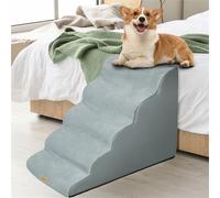 Scale con gradino per rampa per cani Scale per animali domestici a 5 gradini per letti alti e divani Gradini per cani in schiuma spugna ad alta densità con copertura lavabile rimovibile Grigio