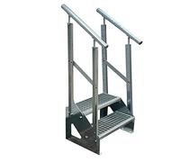 Scale con griglia in acciaio Premium 2 Gradini Scala autoportante Completamente zincata con ringhiera su entrambi i lati - Dimensioni (L x L x H) 44cm x 100cm x 38cm