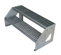 Scale con griglia in acciaio Premium 2 Gradini Scala autoportante Completamente zincata - Dimensioni (L x L x H) 44cm x 60cm x 38cm Resistente alle intemperie e alla corrosione