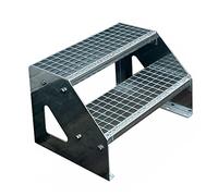 Scale con griglia in acciaio Premium 2 Gradini Scala autoportante Completamente zincata - Dimensioni (L x L x H) 44cm x 140cm x 38cm Resistente alle intemperie e alla corrosione