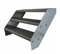 Scale con griglia in acciaio Premium 3 Gradini Completamente zincata - Dimensioni (L x L x H) 63cm x 60cm x 57cm Resistente alle intemperie e alla corrosione