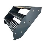 Scale con griglia in acciaio Premium 3 Gradini Completamente zincata e Antracite Verniciata a polvere - Dimensioni (L x L x H) 63cm x 80cm x 57cm Resistente alle intemperie e alla corrosione
