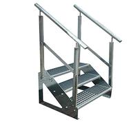 Scale con griglia in acciaio Premium 3 Gradini Scala autoportante Completamente zincata con ringhiera su entrambi i lati - Dimensioni (L x L x H) 63cm x 140cm x 57cm