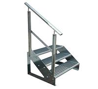 Scale con griglia in acciaio Premium 3 Gradini Scala autoportante Completamente zincata con ringhiera a sinistra - Dimensioni (L x L x H) 63cm x 100cm x 57cm