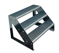 Scale con griglia in acciaio Premium 3 Gradini Scala autoportante Completamente zincata - Dimensioni (L x L x H) 63cm x 100cm x 57cm Resistente alle intemperie e alla corrosione