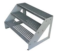 Scale con griglia in acciaio Premium 3 Gradini Scala autoportante Completamente zincata - Dimensioni (L x L x H) 63cm x 60cm x 57cm Resistente alle intemperie e alla corrosione