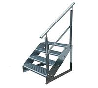 Scale con griglia in acciaio Premium 4 Gradini Scala autoportante Completamente zincata con ringhiera a destra - Dimensioni (L x L x H) 82cm x 120cm x 76cm