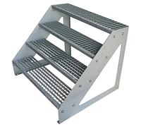 Scale con griglia in acciaio Premium 4 Gradini Scala autoportante Completamente zincata - Dimensioni (L x L x H) 82cm x 120cm x 76cm Resistente alle intemperie e alla corrosione