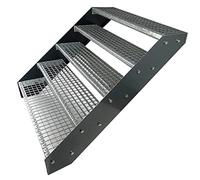 Scale con griglia in acciaio Premium 5 Gradini Completamente zincata e Antracite Traversi verniciati a polvere - Dimensioni (L x L x H) 101cm x 80cm x 95cm