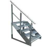 Scale con griglia in acciaio Premium 5 Gradini Scala autoportante Completamente zincata con ringhiera a sinistra - Dimensioni (L x L x H) 101cm x 100cm x 95cm