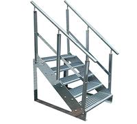 Scale con griglia in acciaio Premium 5 Gradini Scala autoportante Completamente zincata con ringhiera su entrambi i lati - Dimensioni (L x L x H) 101cm x 120cm x 95cm