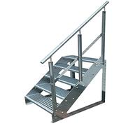 Scale con griglia in acciaio Premium 5 Gradini Scala autoportante Completamente zincata con ringhiera a destra - Dimensioni (L x L x H) 101cm x 60cm x 95cm