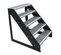 Scale con griglia in acciaio Premium 5 Gradini Scala autoportante Completamente zincata e Antracite Traversi verniciati a polvere - Dimensioni (L x L x H) 101cm x 80cm x 95cm