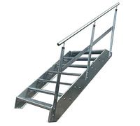 Scale con griglia in acciaio Premium 7 Gradini Completamente zincata con ringhiera a destra - Dimensioni (L x L x H) 139cm x 80cm x 133cm Resistente alle intemperie e alla corrosione