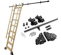 Scale mobili con tubo tondo da 3,3-24 piedi, kit di ferramenta per scale retrattili per biblioteche con rotelle a pavimento per librerie, magazzini, bar, armadietti - senza scala(480cm Kit pista)