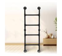 Scale multiuso a 3, 4 e 5 gradini con accesso diritto scala metallica di scarico per fuoco a parete, dimensioni personalizzabili per loft, cantine, soffitte e ripostiglio(nero, 207 cm/81.6in)