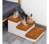 Scale per Cani a 3 Livelli con Contenitore, Scale per Animali Domestici per Letti e Divani, Scale per Cani e Gradini per Cani di Piccola Taglia e Gatti, Scale per Arrampicata Stepper per(Marrone)