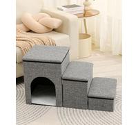 Scale Per Cani E Gatti 3In1 Pieghevole, Scala Per Animali Domestici Multifunzione, Scaletta Vano Contenitore E Cuccia Casetta,Fondo Antiscivolo,Rampa Per Gatti,Scala Sicura Per Letto E Divano C