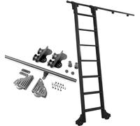 scale rotanti, Kit di binari for scale scorrevoli for biblioteca con ruote a rulli da pavimento 100-600 cm, nero(20ft/600cm Track kit)