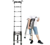 Scale Telescopiche Scala Allungabile Multiuso Scala Telescopica Scale Telescopiche Alte con Ganci, 8m/7m/6m/5m/4m/3m/2m/1m Scala Allungabile Alta, Casa Loft Ufficio Telescopica L