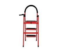 Scaletta domestica a 3 gradini in alluminio con mani correnti, 150 kg, scala in alluminio, scala multifunzione per casa e ufficio, 104 x 57 x 41,5 cm, 3 gradini (rosso)